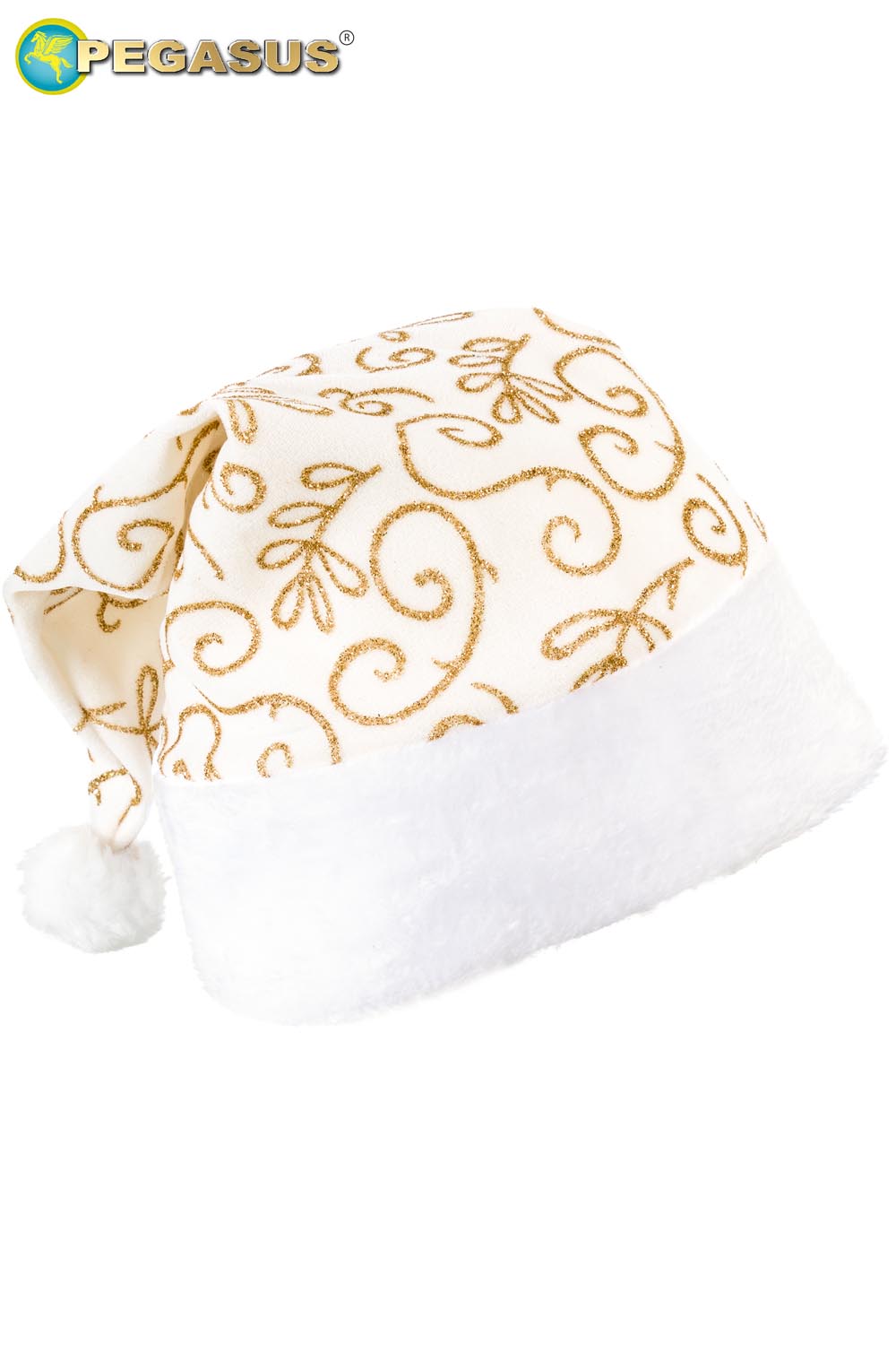CAPPELLO BABBO NATALE VELLUTO STAMPATO PANNA